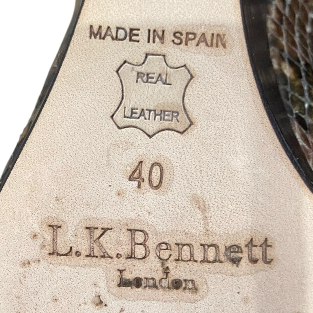 LK Bennett London python print taupe wedge round toe slip on shoes EU 40/10 - Picture 9 of 11